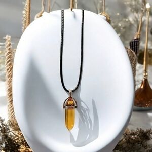 Chakra Healing Yellow Quartz Point Necklace Citrine Crystal Balancing Reiki Yoga